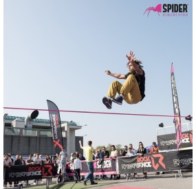 Long lever ratchet for slackline